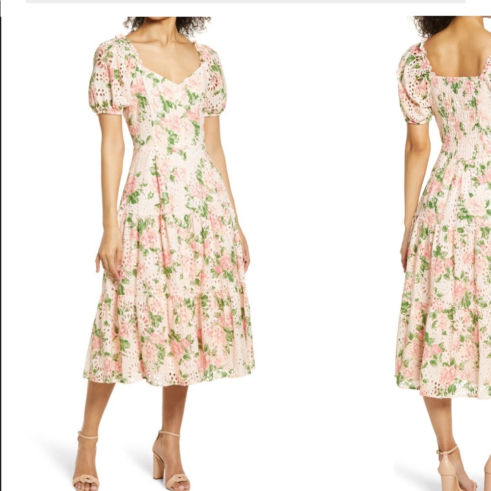 ISO rachel parcell eyelet tiered midi dress